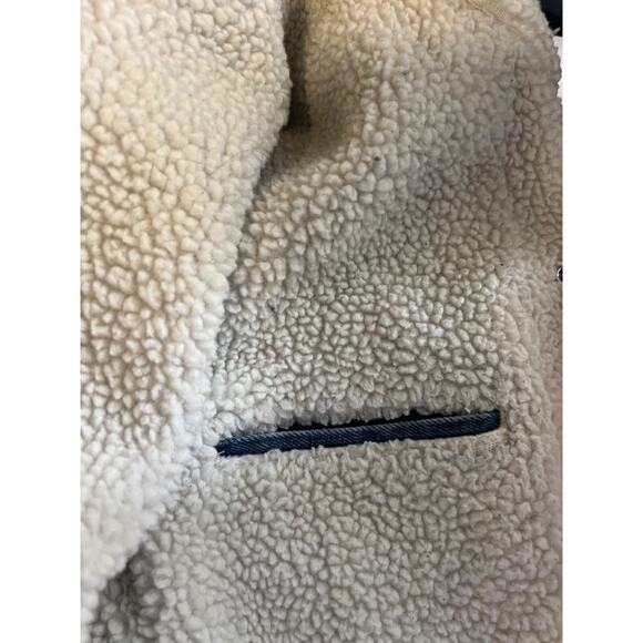 Levis Relaxed Denim Sherpa Lined Snap Mens Trucker Jacket Medium Flap Pockets - Picture 7 of 10